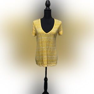 BDG Yellow and White Fitted Short Sleeve Tee